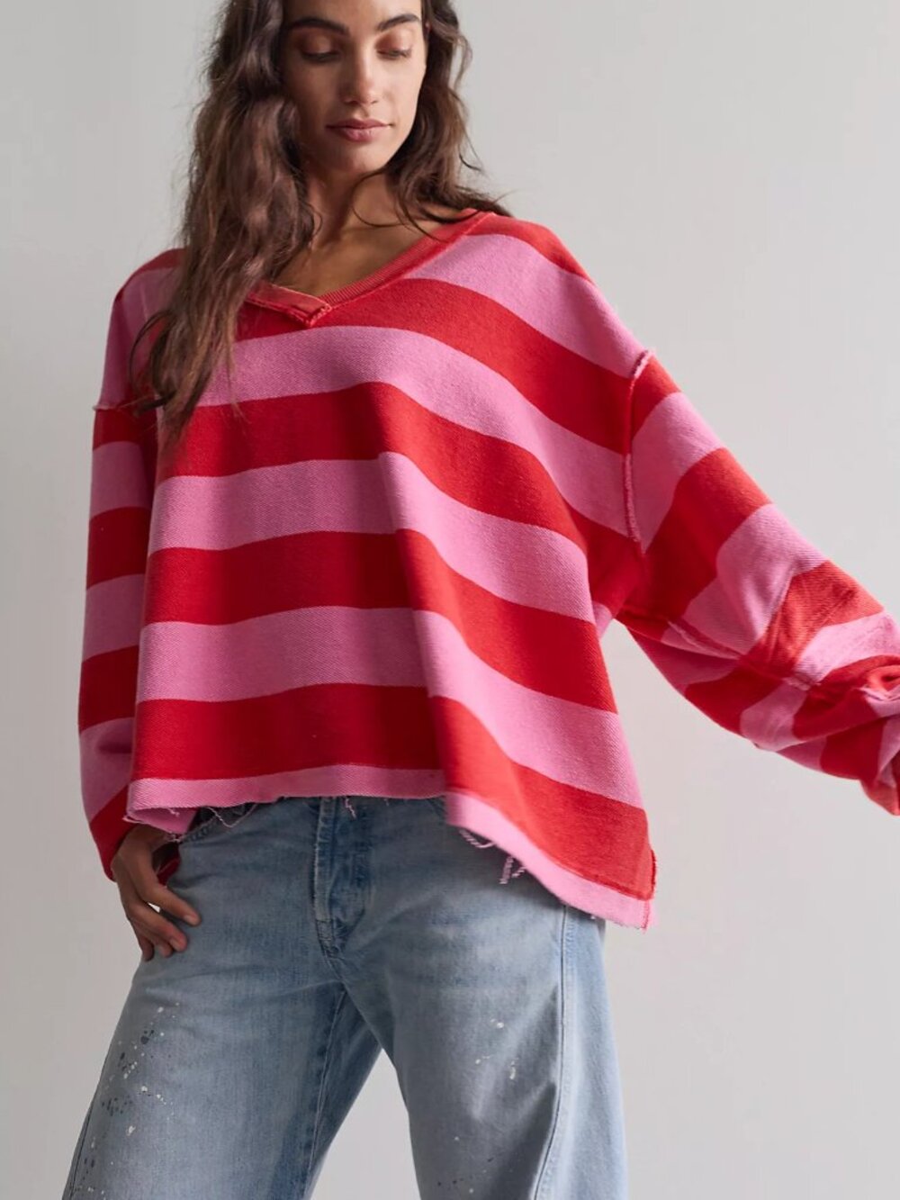 We The Free Venice V-Neck Striped Sweatshirt